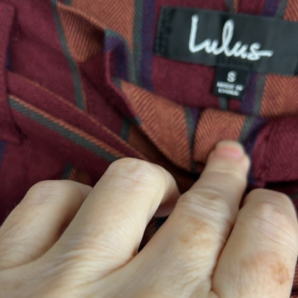 NWT Lulu’s Cotton Renfroe Burgundy Striped Pants Women’s Size Small - Picture 7 of 10